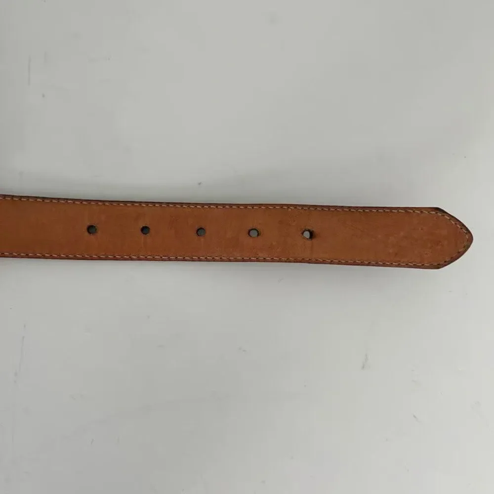 Mens Brown Leather Belt Crocodile Embossed Top Grain Cowhide Gold Buckle Size 38